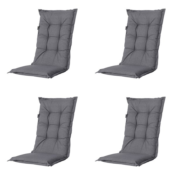Hochlehnerauflage Oxford grau - Ca. 123x50 cm - 4er-Set