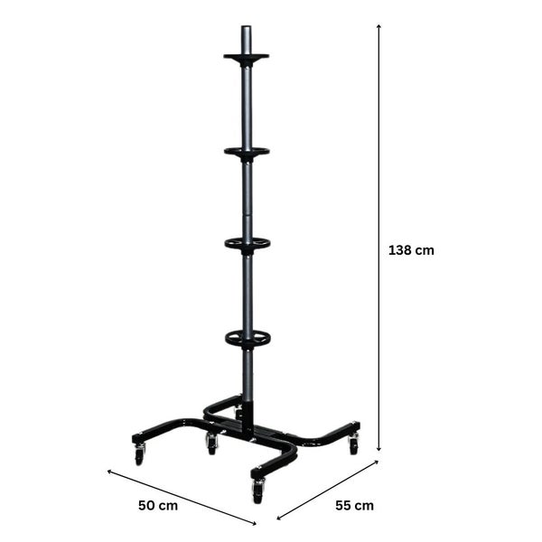 PROREGAL Fahrbarer Felgenbaum CARRERO XL für Autoreifen bis 295 mm HxBxT 118x85x58cm bis zu 4 Reifen Schwarz Reifenständer fahrbar