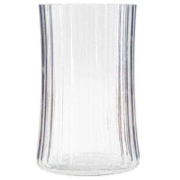 Transparente Glasvase mit gerippter Oberfläche