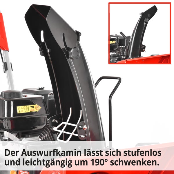 Detailansicht eines Schneefräse Auswurfkamins