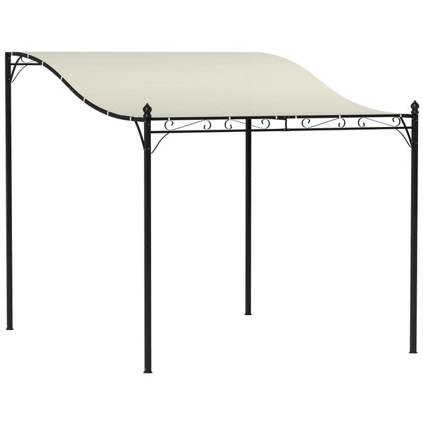 Outsunny Anbaupavillon Pergola mit Dach, Wasserabweisend Pavillon Vordach, freistehend Gartenpavillon Terrassenpavillon Überdachung Sonnenschutz für Terrasse Garten ca. 2,5x3x2,5 m Cremeweiß