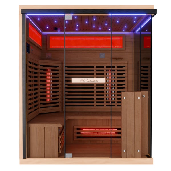 Dewello® Infrarotkabine Infrarotsauna KENORA 160cm x 120cm inkl. 7 Vollspektrumstrahler, 3 Karbonstrahler, LED