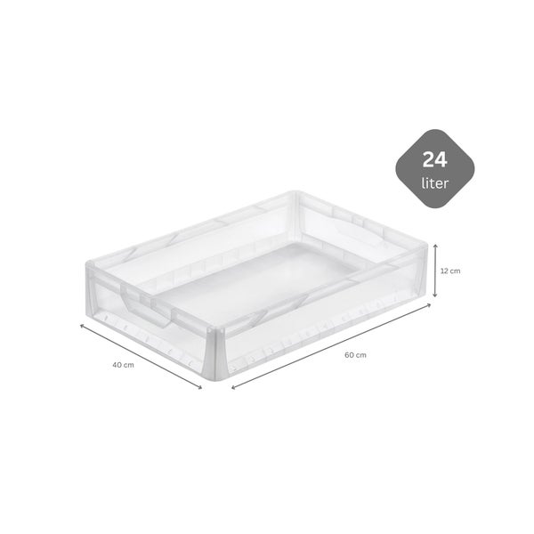 PROREGAL SparSet 10x Transparenter Eurobehälter LightLine mit Offenem Griff HxBxT 12 x 40 x 60 cm 2,4 Liter Eurobox Transportbox