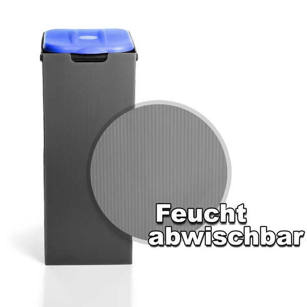 BigDean Müllsackständer Blau 80L mit Sichtschutz - passend für den Gelben Sack + andere Müllsäcke - Müllsackhalter Mülleimer Müllbeutelständer - Feucht abwischbar - Made in Europe