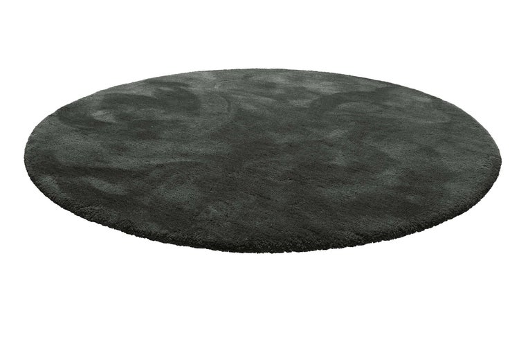 Teppich Rund Anthrazit Grün Hochflor Pisa Homie Living 120 cm rund