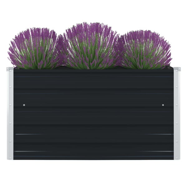 Hochbeet aus Metall mit Pflanzen