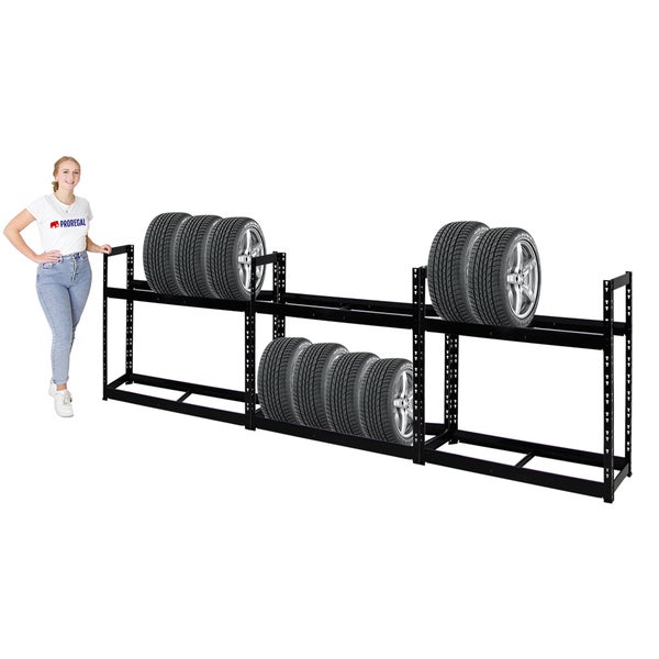 Mega Deal | 3x Reifenregal Tiger | HxBxT 100x110x35cm | 150kg Fachlast | bis zu 24 Reifen | mit Ebenen | Schwarz