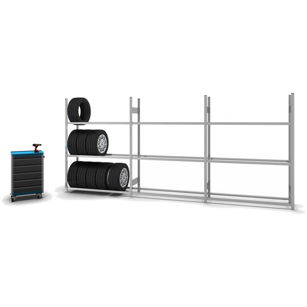 PROREGAL Reifenregal Stecksystem T-Profil Grundregal HxBxT 200 x 150 x 40 cm 3 Ebenen Fachlast 150 kg Verzinkt