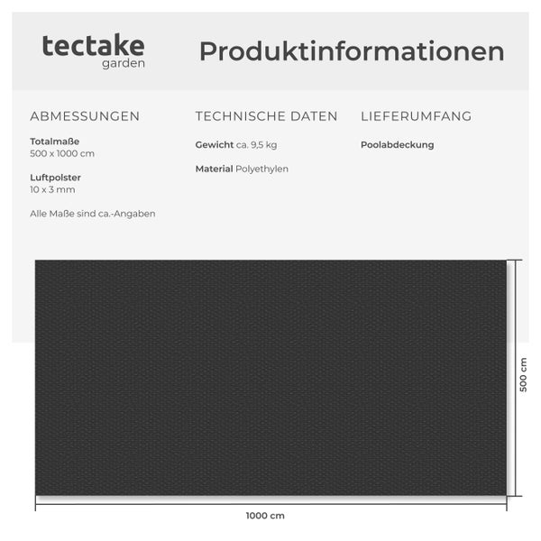 Poolabdeckung mit Noppen zum Sauberhalten, Wärmen und Sparen
