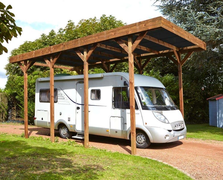 Alpholz Carport Camping-Car Carport aus Holz in natur, Unterstand Überdachung imprägniert