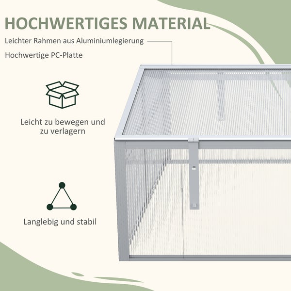 Outsunny Mini Gewächshaus für Garten, Balkon, 100 x 100 x 48 cm, Aluminiumlegierung, Polycarbonate, Silber