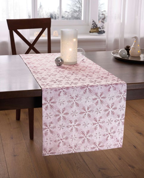 FRANK FLECHTWAREN | Tischläufer Little Snowflakes, 40 x 140 cm, POLYESTER, BAUMWOLLE, METALLIC-GARN,