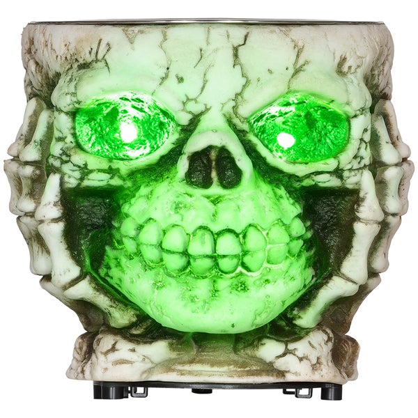 HOMCOM Halloween Dekoration Garten Skelett Decoration elektrisch Skelett-Utensilien mit Leuchtenden Augen und Furchteinflößendem Klang, Ø16cm, Edelstahl