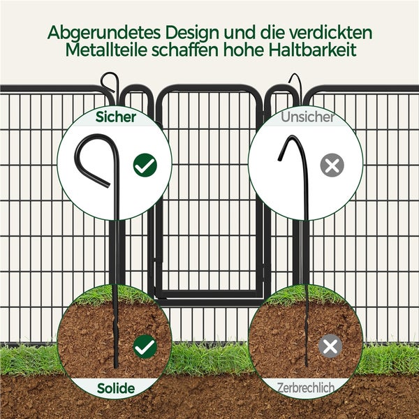 Illustration eines sicheren und eines unsicheren Zaunpfostens zur Veranschaulichung der Stabilität