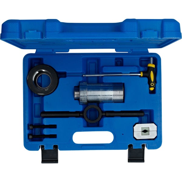Werkzeugsatz in einem blauen Kunststoffkoffer