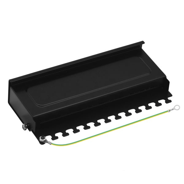 ProfiPatch Cat6a Patchpanel Patchfeld 12 Port Verteilerfeld für Keystone Module RJ45 Desktop und Wandmontage 1HE schwarz
