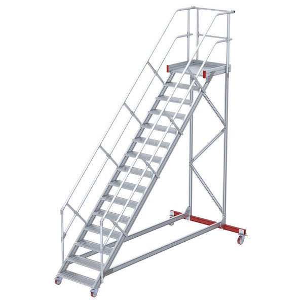 Euroline 513 Wartungsbühne 45° 1000mm Stufenbreite 15 Stufen Alu gerieft