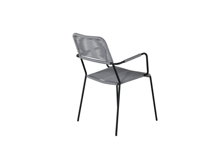 Lindos Gartenstuhl mit Armlehnen stapelbar schwarzgrau. 4er Set