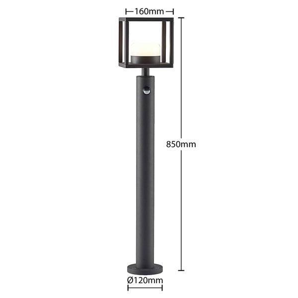 Lucande Außenleuchte Timio mit Bewegungsmelder (spritzwassergeschützt (Modern) in Alu aus Aluminium (1 flammig, GX53) - Wegeleuchte Pollerleuchte Wegelampe Sockelleuchte