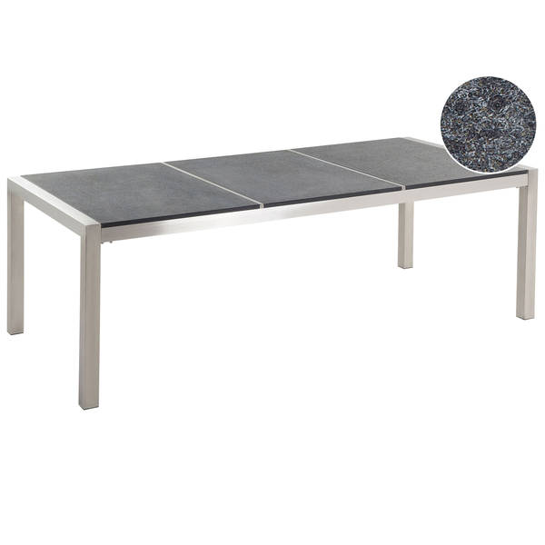 Gartentisch GROSSETO 220 cm 100 cm geflammter Granit Graphitgrau
