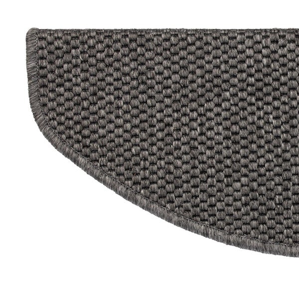 FLOORDIREKT Stufenmatte Kalkutta - Sisaloptik - Schlingenpol - Selbstklebend - Anthrazit - Halbrund - 23,5 x 65 cm