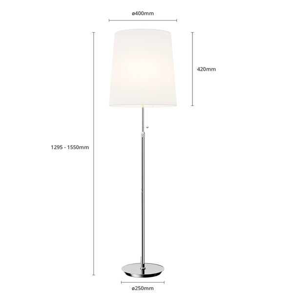 Stehlampe mit Stoffschirm und Metallsockel