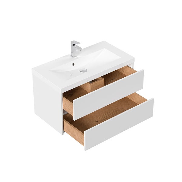 Home Deluxe - Badmöbel - Set - WANGEROOGE BIG Deluxe – Größe: S, Farbe: Weiß, Breite Waschbecken: ca. 80 cm I Badezimmermöbel Waschtisch Waschbecken