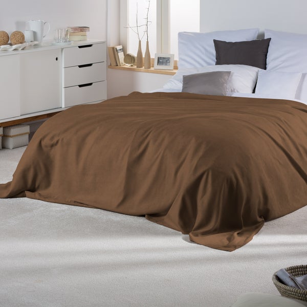 Beautissu Romantica Tagesdecke Wildleder Optik 210x280cm Dunkelbraun