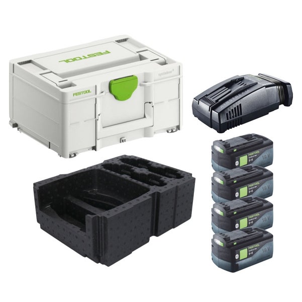 Festool Energie Set 4x BP 18 Li 5,0 ASI EU Akkupack 18 V 5,0 Ah ( 4x 577660 ) + SCA 16 Schnellladegerät 10,8 V - 18 V ( 576953 ) + Systainer
