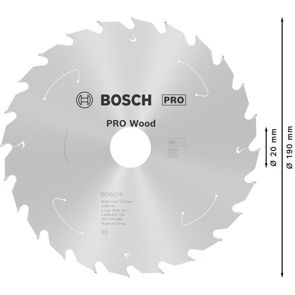 Bosch PRO Wood cordless Blatt für Kreissägen 190 x 1,6 x 20 mm - 2608837704