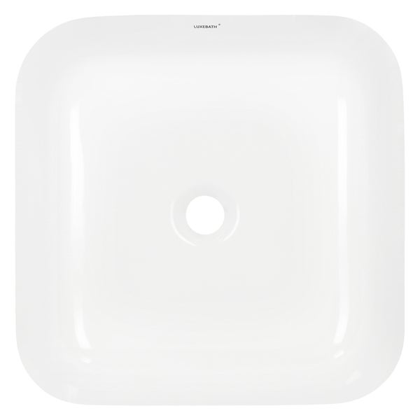 ECD Germany Waschbecken Waschtisch 390x390x140 mm Keramik Weiß inkl. Ablaufgarnitur für Waschbecken ohne Überlauf Aufsatzbecken Aufsatzwaschbecken Aufsatzwaschtisch Waschschale Spülbecken Becken