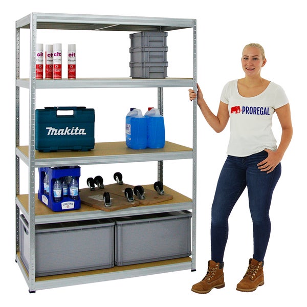 PROREGAL Schwerlastregal Big Elephant M HxBxT 180 x 120 x 60 cm Fachlast 250 kg Verzinkt