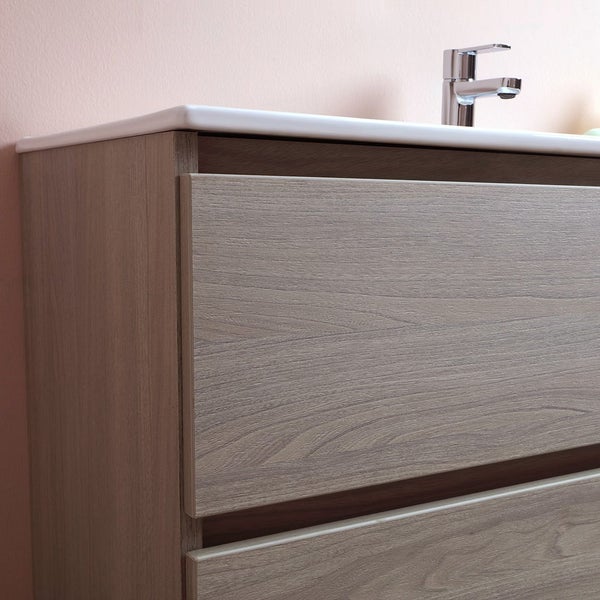 Waschtischunterschrank mit zwei Schubladen und Waschbecken