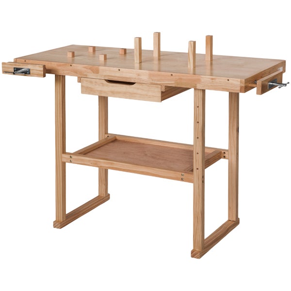 Holzwerkbank tectake  mit 2 Schraubstöcken 117 x 47,5 x 83 cm