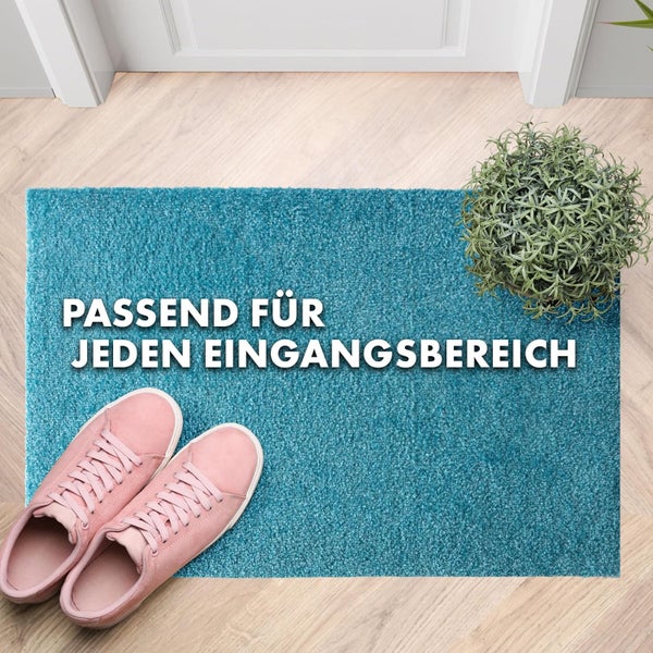 FLOORDIREKT Fußmatte Domenico - stilvolle & praktische Schmutzfangmatte - Türkis - 50 x 80 cm