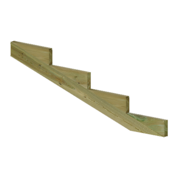 XL Treppenwange 4 Stufen–imprägniertes Holz-Außentreppe, Gartentreppe, Terrassentreppe