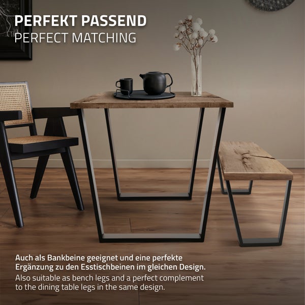 ML-Design 2er Set Tischbeine Trapez 40x43 cm, Schwarz, 8x2 cm, Stahl pulverbeschichtet, geneigt, Industrie, Metall Tischgestell Tischkufen Tischuntergestell Möbelfüße Bankkufen Bankgestell Bankbeine