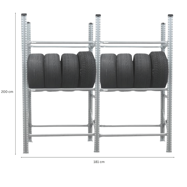 PROREGAL Reifenregal Proximo 200x180x40cm bis zu 24 Reifen auf 3 Ebenen Verzinkt