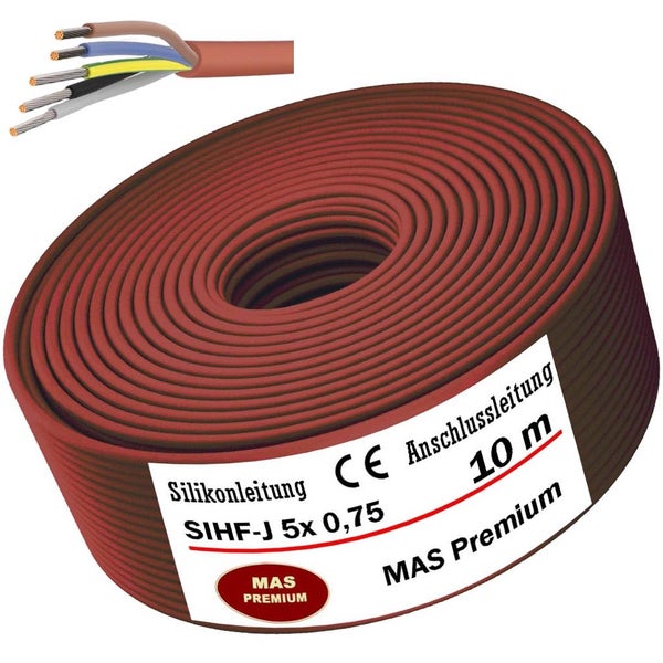 Silikonleitung SIHF-J 5x0,75 als 10 Meter Ring mit CE Kennzeichnung