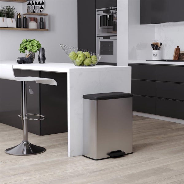 Curver Deco Bin Mülleimer - 65L- mit Pedal - metallic