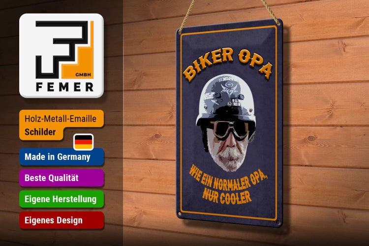 Blechschild Spruch 20x30cm Biker Opa wie ein normaler Opa