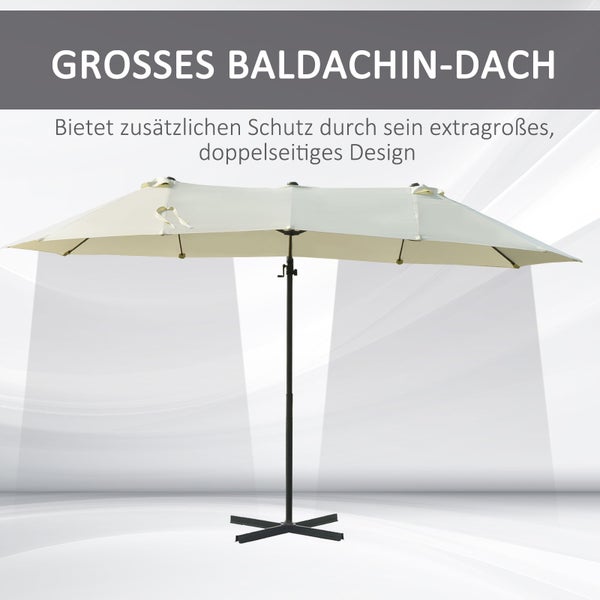 Outsunny Sonnenschirm, L270 x B440 x H250 cm, Metall, Polyester, weiß