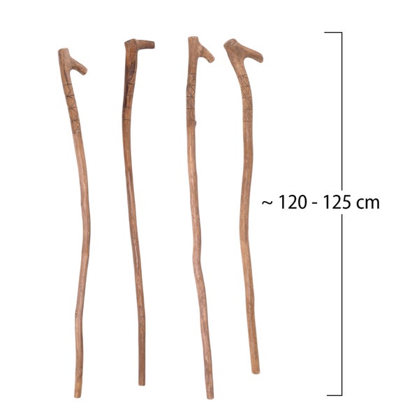 Deko-Wanderstock  Stick 120 cm, Teak Massivholz naturfarben