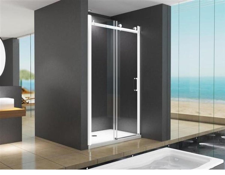 Duschkabine mit Schiebetür in einem modernen Badezimmer.