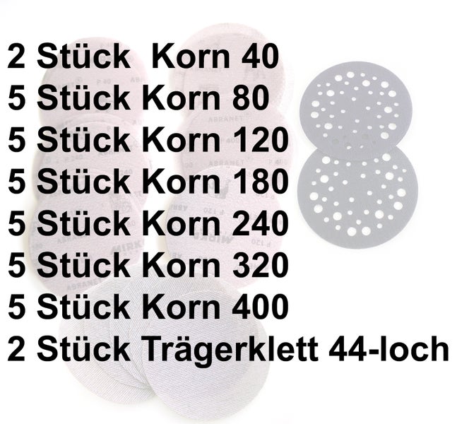 Schleifscheiben Netzgewebe mit Klett, Abranet Starterset 125mm Durchmesser K40 - 400 für Drechsler