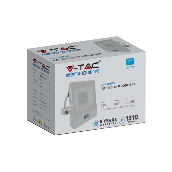 V-TAC LED-Strahler mit Bewegungsmelder in Produktverpackung