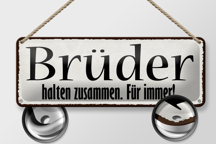 Blechschild Spruch 27x10cm Brüder halten zusammen immer Dekoration