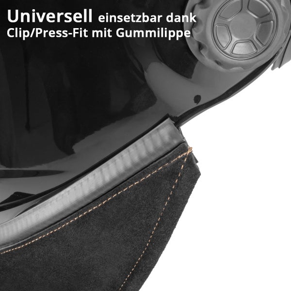Schweißhelm mit Clip Press Fit Befestigung und Gummilippe für universelle Passform