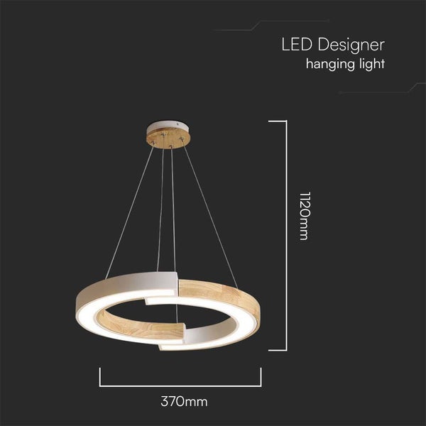 LED Designer Hängeleuchte mit den Maßen 1120 mm Höhe und 370 mm Breite