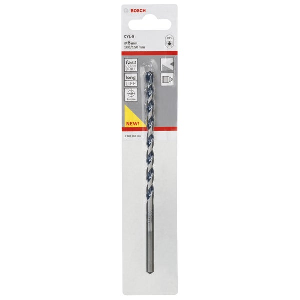 Bosch CYL-5 Steinbohrer, Durchmesser 6 mm, Länge 100/150 mm in Verpackung